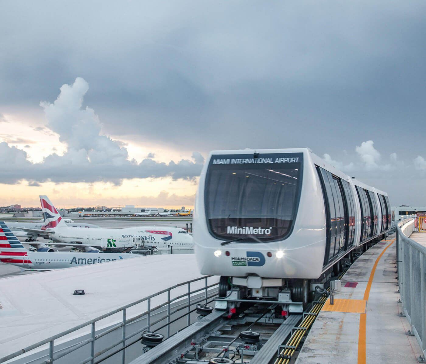 In Miami Airport 2 Automated People Mover POMA carry passengers